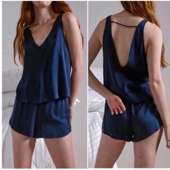 Lunya Navy Blue Washable Silk Pajama Tank Medium Women - Picture 1 of 7